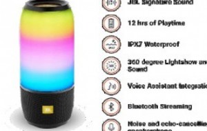 JBL Pulse 3 Wireless Portable Speaker with Vibrant Lightshow (Black)