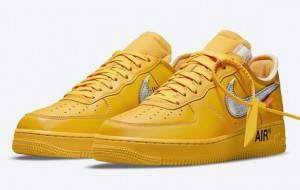 2021 New Off-White x Nike Air Force 1 Low University Gold/Metallic Silver DD1876-700